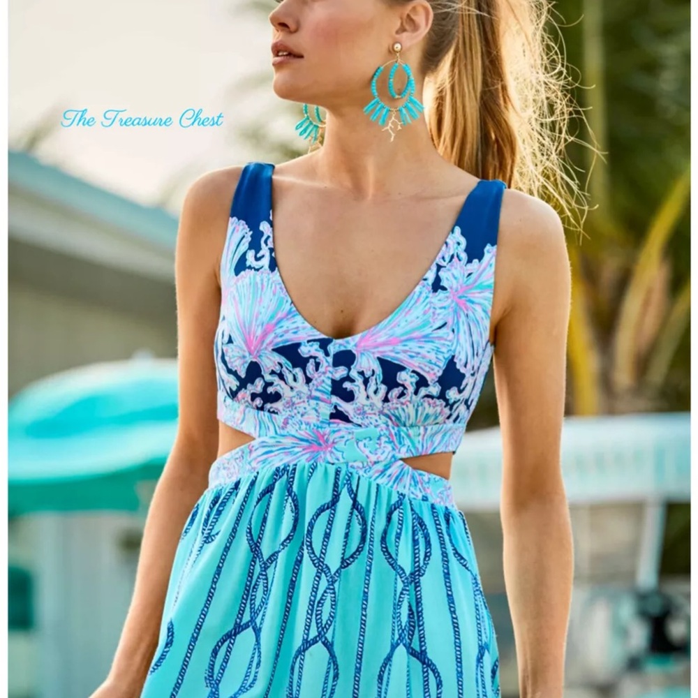 Lilly Pulitzer Marcia Maxi Dress 🦄 Aqua A Frayed Knot Size 2 - Picture 13 of 14